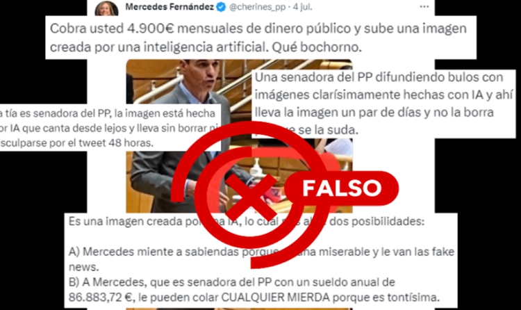 La senadora del PP Mercedes Fernández no ha difós una imatge de Pedro Sánchez amb el mòbil generada amb IA