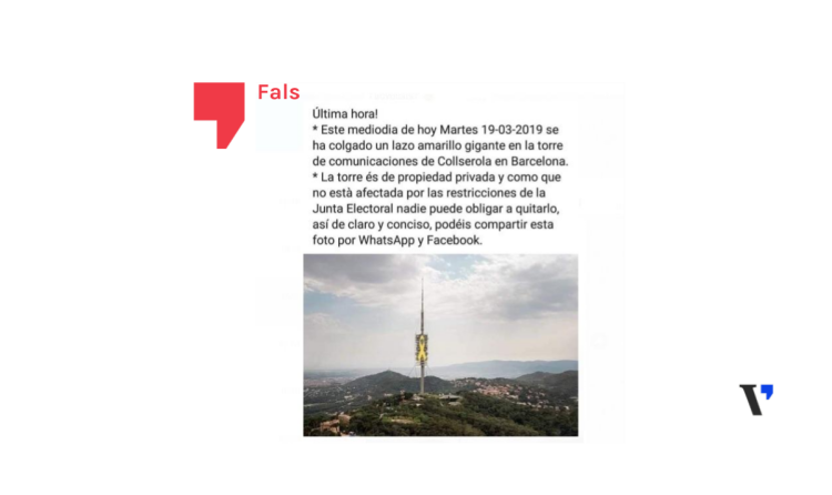 Fals: No han penjat un llaç groc a la Torre de Collserola