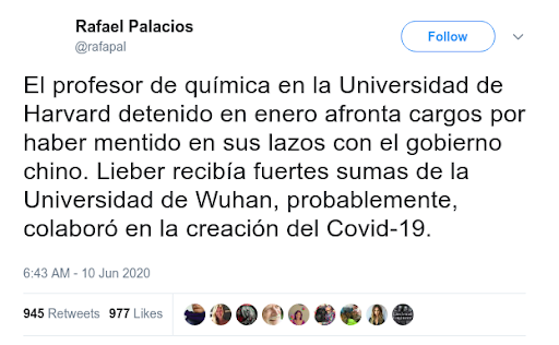 Imatge twitter Rafael Palacios