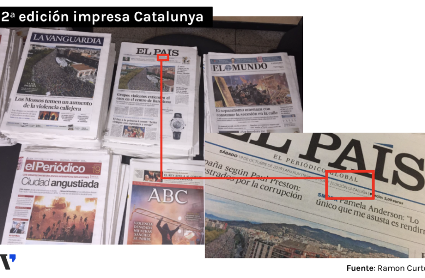 La portada de El País de la huelga del 18-O fue la misma en Madrid y en Catalunya
