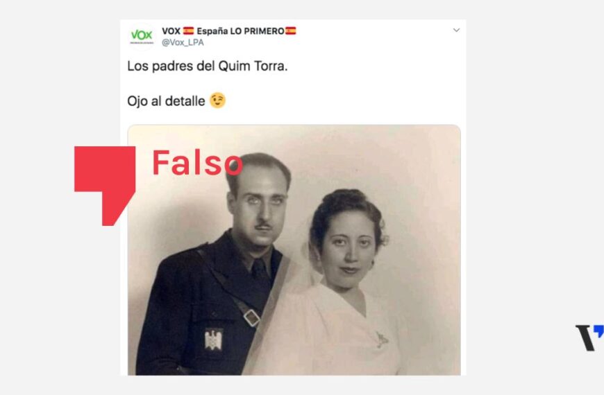 La foto viral de un novio falangista no es del padre de Quim Torra