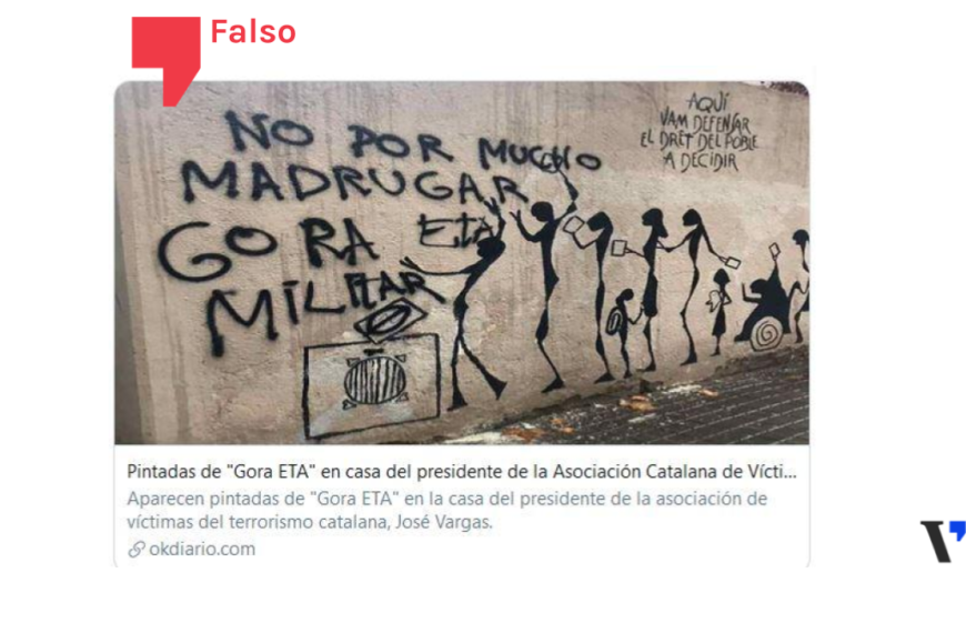 La pintada sobre ETA no era en la casa del presidente de las víctimas del terrorismo